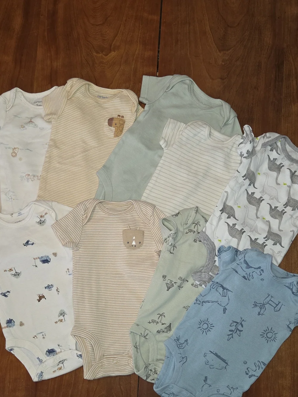 Carter's Baby Boys Neutral & Blue Short-Sleeve One-Piece Set - 10 Pieces